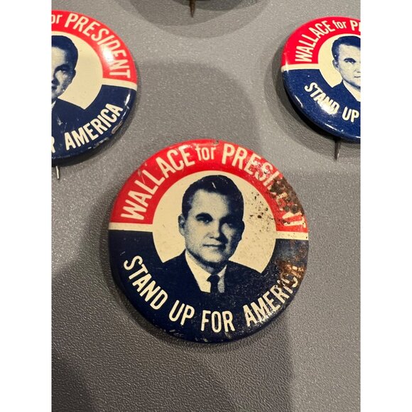 Lot of 4 1968 Wallace For President Presidential Election Metal Pinback Lot‎ - Picture 2 of 5